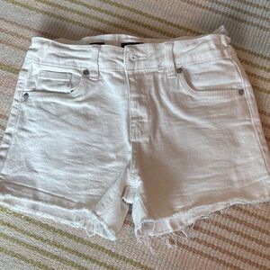 Hudson Jeans White Frayed Denim Shorts